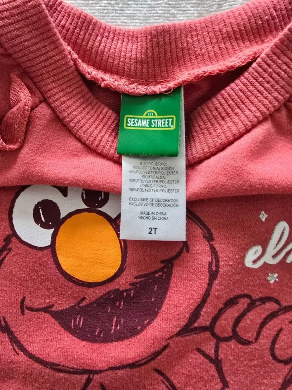 Size 2T Sesame Street Girls Elmo Long Sleeve Tulle Tutu Dress